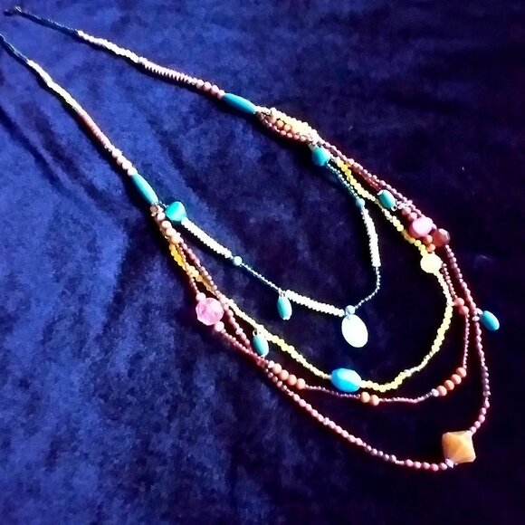 Beautiful Colorful Multi Layer Beaded Necklace - Picture 1 of 10